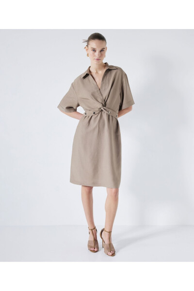 Ruffled Shirt Collar Dress - 22