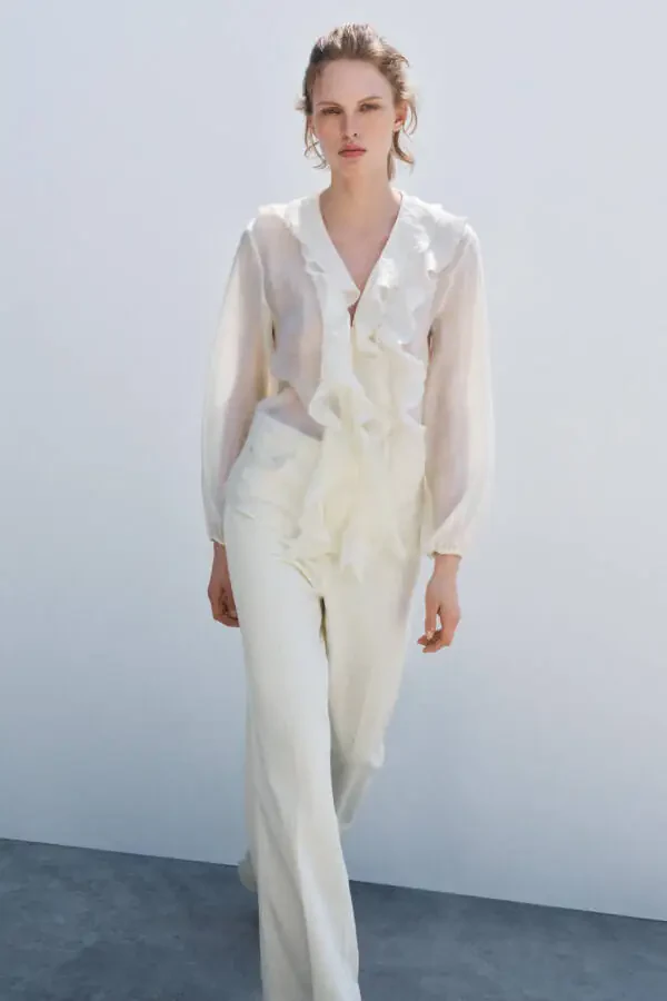 RUFFLED SHIRT ZW COLLECTION-Ecru - 1