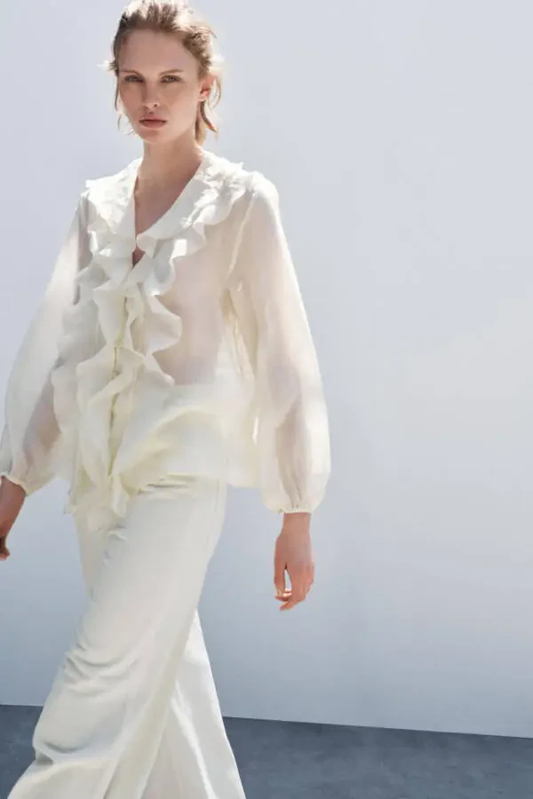 RUFFLED SHIRT ZW COLLECTION-Ecru - 2