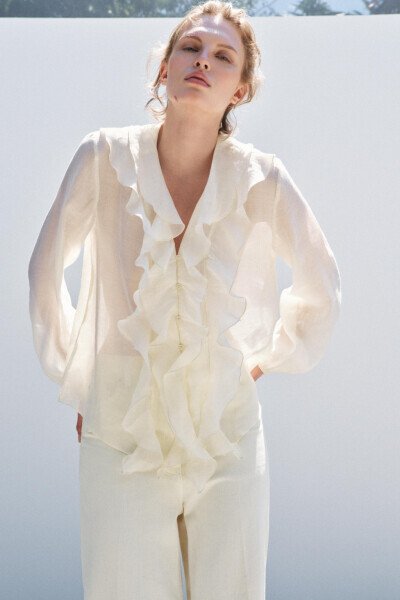 RUFFLED SHIRT ZW COLLECTION-Ecru - 3
