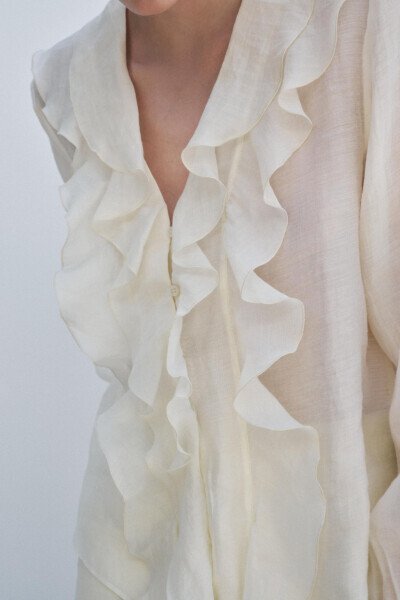 RUFFLED SHIRT ZW COLLECTION-Ecru - 4