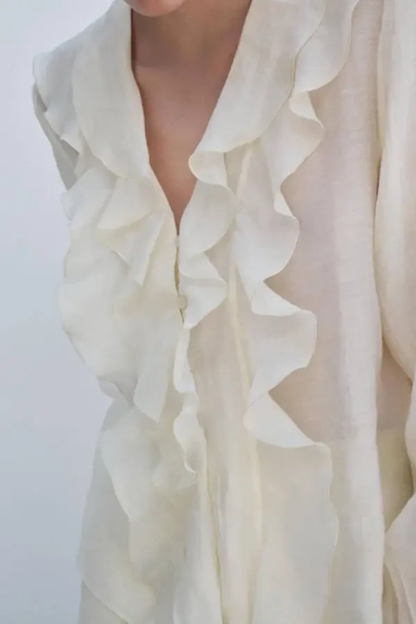 RUFFLED SHIRT ZW COLLECTION-Ecru - 4