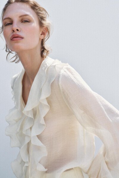 RUFFLED SHIRT ZW COLLECTION-Ecru - 5