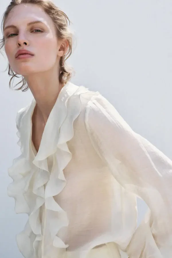 RUFFLED SHIRT ZW COLLECTION-Ecru - 5