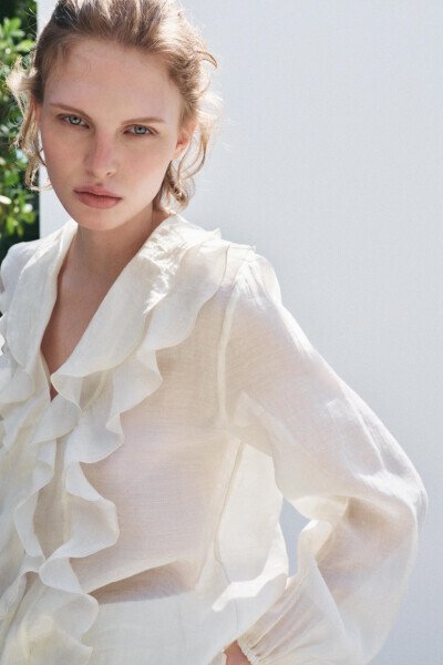 RUFFLED SHIRT ZW COLLECTION-Ecru - 6