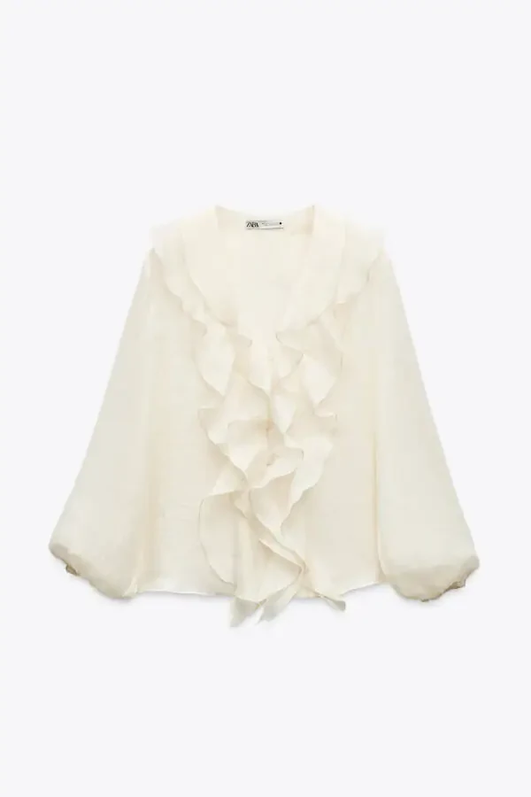 RUFFLED SHIRT ZW COLLECTION-Ecru - 7