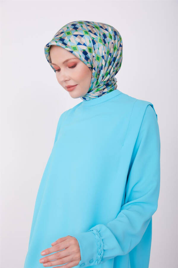 Ruffled shoulder blouse, 23K3342, Aqua - 11