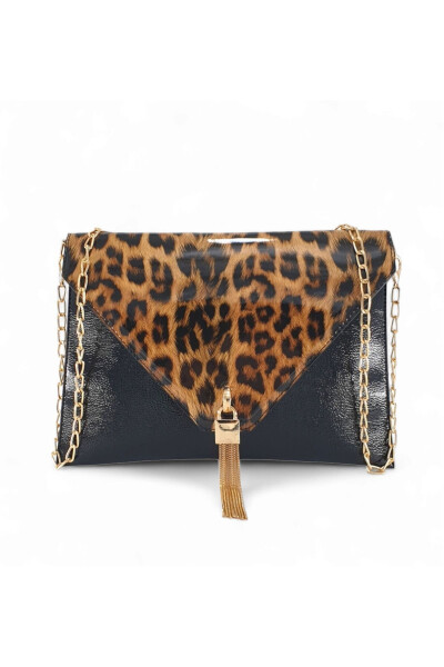 Rugan Leopar Desenli Zincir Askılı Kadın Portföy & Clutch Çanta - 3