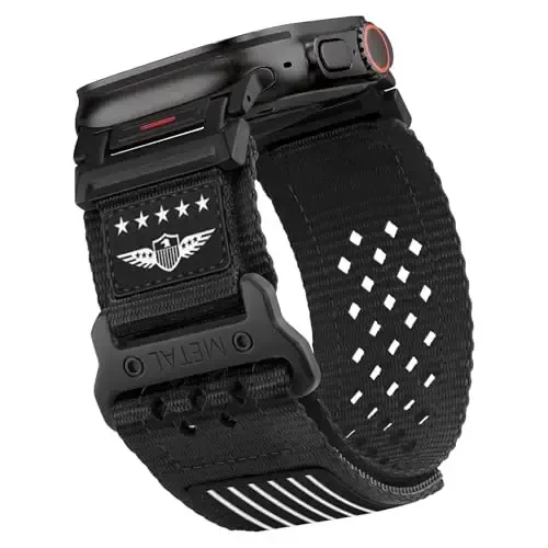 Rugged Nylon Band for Apple Watch Ultra 2 Bands for Men 49mm 46mm 45mm 44mm 42mm,Breathable Stars-Stripes Flag Wristband Workout Athletic Strap for iWatch Bands Ultra Series 10 9 8 7 6 5 4 3 SE/Ultra2 - MODAZONE