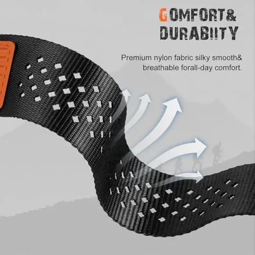 Rugged Nylon Band for Apple Watch Ultra 2 Bands for Men 49mm 46mm 45mm 44mm 42mm,Breathable Stars-Stripes Flag Wristband Workout Athletic Strap for iWatch Bands Ultra Series 10 9 8 7 6 5 4 3 SE/Ultra2 - RUGGED (1)