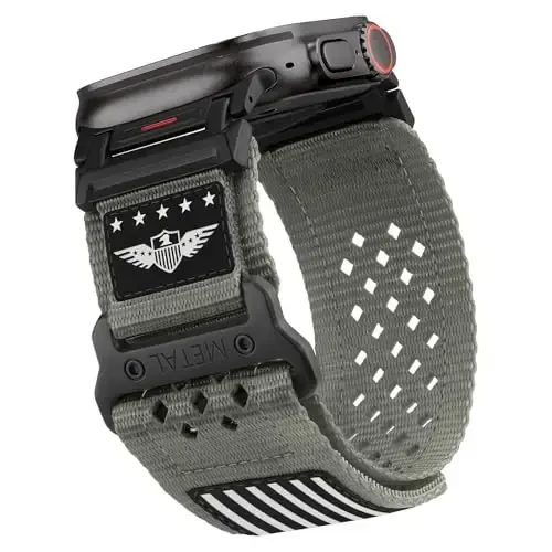 Rugged Nylon Band for Apple Watch Ultra 2 Bands for Men 49mm 46mm 45mm 44mm 42mm,Breathable Stars-Stripes Flag Wristband Workout Athletic Strap for iWatch Bands Ultra Series 10 9 8 7 6 5 4 3 SE/Ultra2 - MODAZONE
