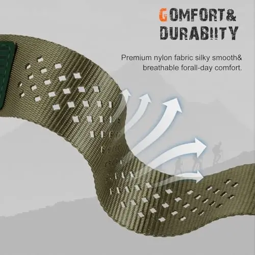 Rugged Nylon Band for Apple Watch Ultra 2 Bands for Men 49mm 46mm 45mm 44mm 42mm,Breathable Stars-Stripes Flag Wristband Workout Athletic Strap for iWatch Bands Ultra Series 10 9 8 7 6 5 4 3 SE/Ultra2 - RUGGED (1)
