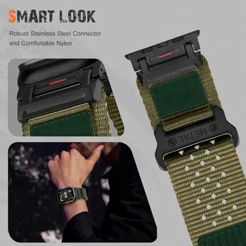Rugged Nylon Band for Apple Watch Ultra 2 Bands for Men 49mm 46mm 45mm 44mm 42mm,Breathable Stars-Stripes Flag Wristband Workout Athletic Strap for iWatch Bands Ultra Series 10 9 8 7 6 5 4 3 SE/Ultra2 - 2
