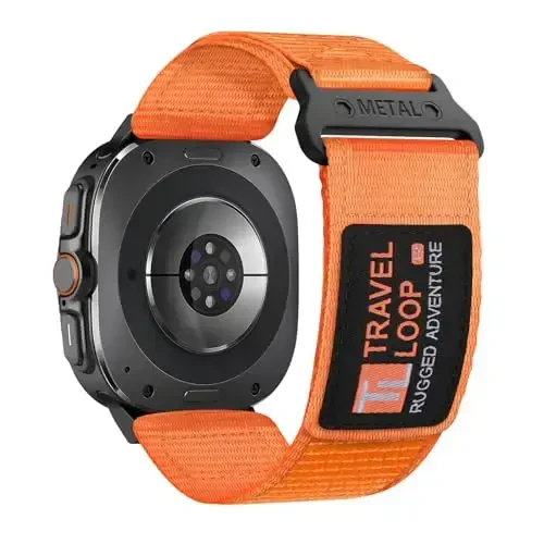 Rugged Nylon Band for Galaxy Watch Ultra Bands 47mm for Men Women, One Click No Gap Fabric To'qilgan Bilakuzuklar Sozlanishi Sport Tasmachasi Samsung Galaxy Watch 7 Ultra Band 47 mm Man uchun, L - 1