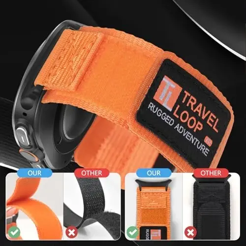 Rugged Nylon Band for Galaxy Watch Ultra Bands 47mm for Men Women, One Click No Gap Fabric To'qilgan Bilakuzuklar Sozlanishi Sport Tasmachasi Samsung Galaxy Watch 7 Ultra Band 47 mm Man uchun, L - 3