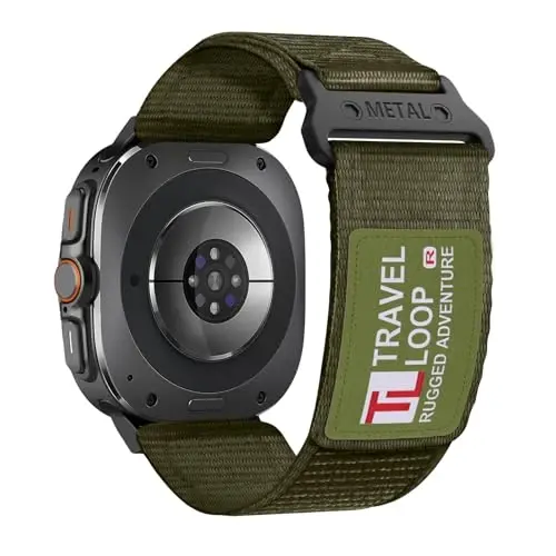 Rugged Nylon Band for Galaxy Watch Ultra Bands 47mm for Men Women,One Click No Gap Fabric Woven Wristbands Adjustable Sport Strap for Samsung Galaxy Watch 7 Ultra Band 47 mm for Man,L 