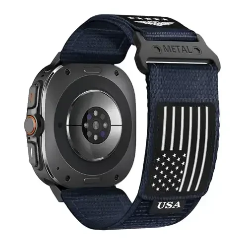 Rugged Nylon Band for Galaxy Watch Ultra Bands 47mm for Men Women,One Click No Gap Fabric Woven Wristbands Adjustable Sport Strap for Samsung Galaxy Watch 7 Ultra Band 47 mm for Man,XL - 1