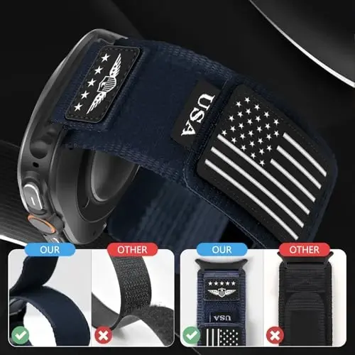 Rugged Nylon Band for Galaxy Watch Ultra Bands 47mm for Men Women,One Click No Gap Fabric Woven Wristbands Adjustable Sport Strap for Samsung Galaxy Watch 7 Ultra Band 47 mm for Man,XL - 3