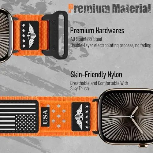 Rugged Nylon Bands for Apple Watch Ultra 2 Band 49mm 46mm 45mm 44mm 42mm(S3/2/1) Men,Breathable Holes Sport Strap With US Flag Wristband for iWatch band Ultra 3/2/1 Series 11 10 9 8 7 6 5 4 3 SE3/2/1 - 4