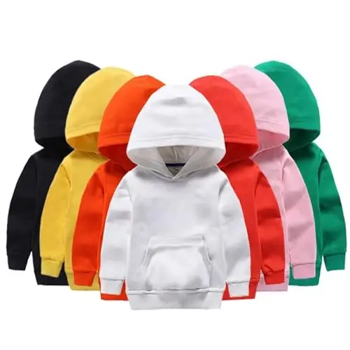 RUIBETYHUA Baby Kids Boy Girl Solid Casual Pocket Hoodie Sviter Uzun Qisma Pulover Toplar 1-6T - 3