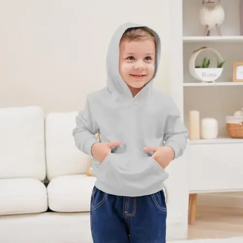 RUIBETYHUA Baby Kids Boy Girl Solid Casual Pocket Hoodie Sweatershirt Long Sleeve Pullover Tops 1-6T - 4