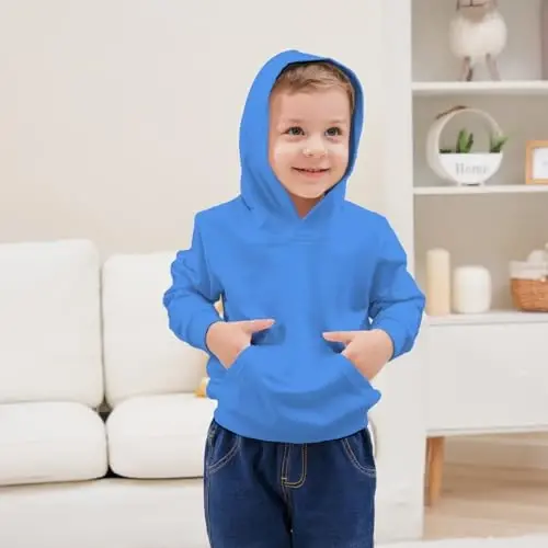 RUIBETYHUA Baby Kids Boy Girl Solid Casual Pocket Hoodie Sweatershirt Long Sleeve Pullover Tops 1-6T - 4