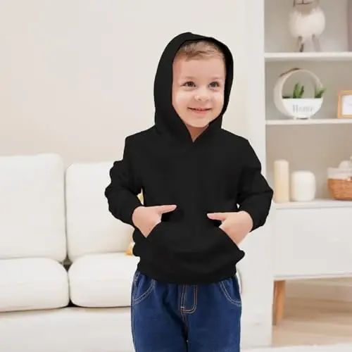 RUIBETYHUA Baby Kids Boy Girl Solid Casual Pocket Hoodie Sweatershirt Long Sleeve Pullover Tops 1-6T - 4