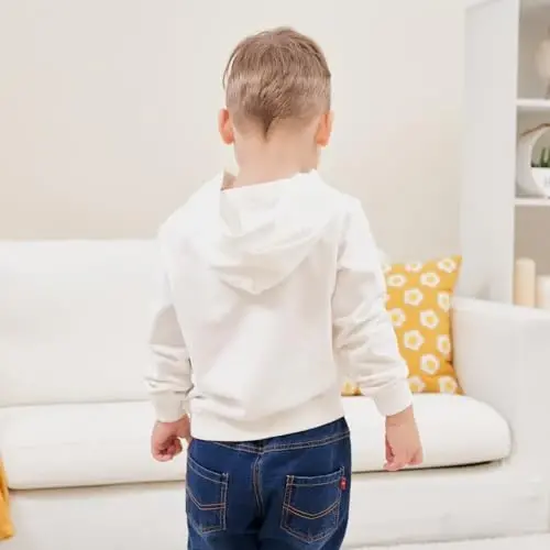 RUIBETYHUA Baby Kids O'g'il Qiz Qattiq Kundalik Cho'ntak Xudi Sviter Ko'ylagi Uzun Yengli Pullover Toplari 1-6T - 4