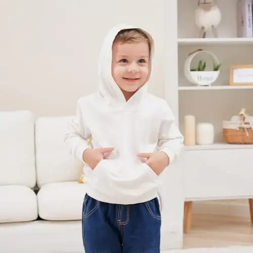 RUIBETYHUA Baby Kids O'g'il Qiz Qattiq Kundalik Cho'ntak Xudi Sviter Ko'ylagi Uzun Yengli Pullover Toplari 1-6T - 6