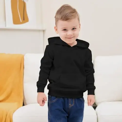 RUIBETYHUA Baby Kids Boy Girl Solid Casual Pocket Hoodie Sweatershirt Long Sleeve Pullover Tops 1-6T - 3