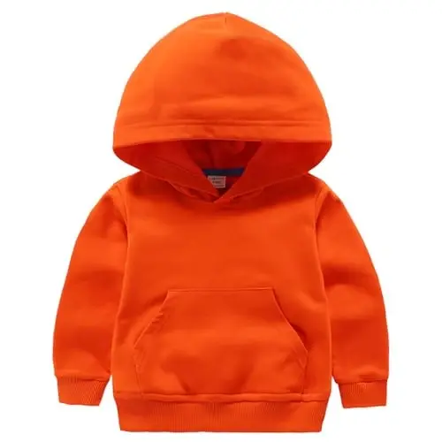 RUIBETYHUA Детский повседневный однотонный свитшот с капюшоном и карманом для мальчиков и девочек, пуловер с длинным рукавом, топы, 1-6 лет - 1