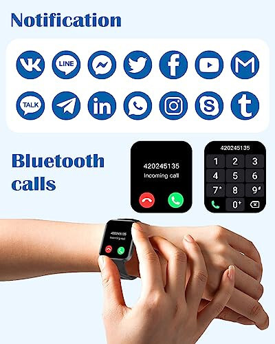 RUIMEN Erkaklar va Ayollar uchun Smart Soatlar (Javob/Qo'ng'iroq qilish) iPhone/Android telefonlari bilan mos keladi, 1.85'' HD Ekran Fitness Tracker Yurak Urishi Monitori 100+ Sport Tracker Soati Suv o'tkazmaydigan (Qora) - RUIMEN (1)
