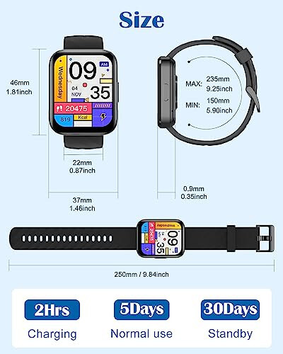 RUIMEN Smart Watches for Men Women (Answer/Make Calls) Compatible with iPhone/Android Phones, 1.85