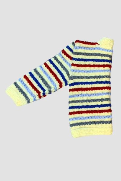 Rukiye 7294 Hand-Knit Striped Boys' Cardigan 3 Years / Colorful - 3