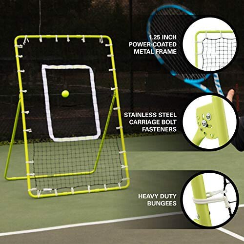 Rukket Tennis Practice Rebounder Net, 4x6 Rebound Wall for Tennis & Racquet Sports Ball, Portable Backboard for Indoor & Outdoor Training - 5