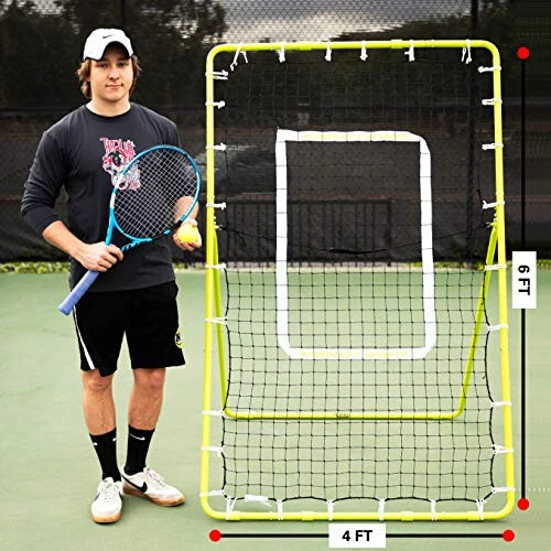 Rukket Tennis Practice Rebounder Net, 4x6 Rebound Wall for Tennis & Racquet Sports Ball, Portable Backboard for Indoor & Outdoor Training - 3