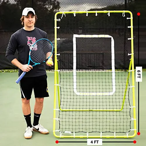 Rukket Tennis Practice Rebounder Net, 4x6 Rebound Wall for Tennis & Racquet Sports Ball, Portable Backboard for Indoor & Outdoor Training - 3