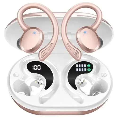 Rulefiss simsiz quloqchinlar Bluetooth eshitish vositasi, Immersive HiFi Stereo bilan Bluetooth 5.3 quloqchinlari, 48 soat simsiz quloqchinlar, HD mikrofon, qulay sport quloqchinlari, IP7 suv o‘tkazmaydigan quloqchinlar - MODAZONE