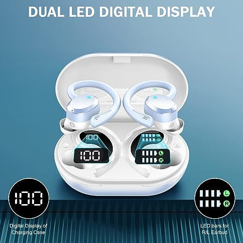 Rulefiss Simsiz Quloqchinlar Bluetooth Quloqchinlar Sport, 2024 Bluetooth 5.3 Quloqchinlar 14.2 mm Drayv Stereo Quloq Usti Quloqchinlar, 48 Soat Quloqchinlar Quloq Ilgagi bilan, Shovqinni Bekituvchi Mikrofon, IP7 Suvdan Himoyalangan Android iOS uchun - RULEFISS (1)