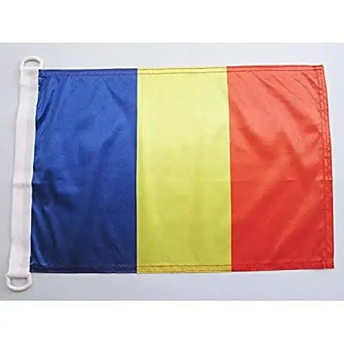 Romania NAUTICAL Flag 18'' x 12'' - Romanian flags 30 x 45 cm. - Banner 12x18 in for boat - AZ FLAG 