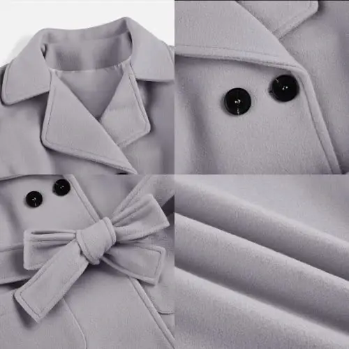 Runcati Baby Kids Boys Girls Classic Wool Blend Coat Winter Double Breasted Trench Coat Outwear Pea Coat Jacket with Belt - 5