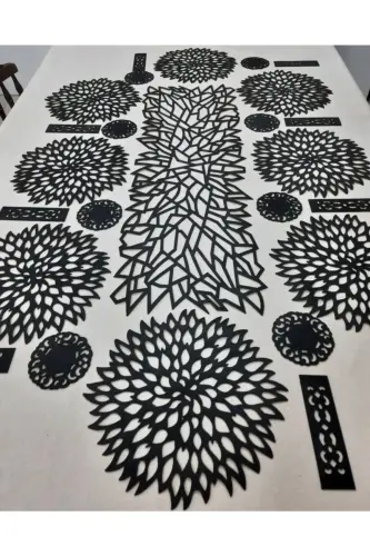 Runner/amerikan Servis/supla/ranır/s.deri/yemek Sunum Takımı/8 Kişilik/25 Parça/siyah-SİYAH 