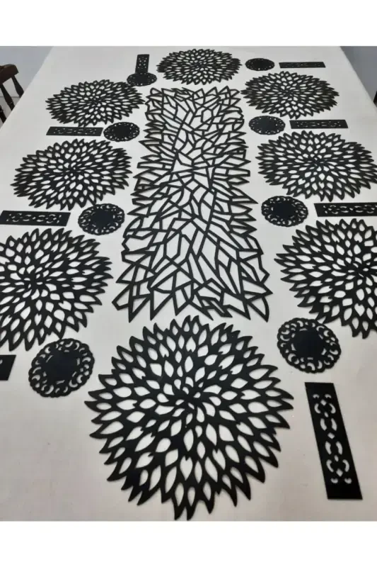 Runner/amerikan Servis/supla/ranir/s.teri/ovqat Sunum Takimi/8 Kishilik/25 Parça/qora-QORA - SEHARA