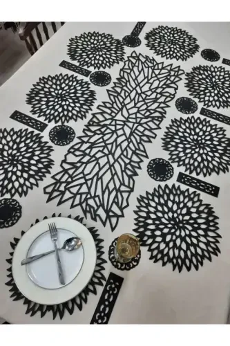 Runner/amerikan Servis/supla/ranir/s.teri/ovqat Sunum Takimi/8 Kishilik/25 Parça/qora-QORA - 2