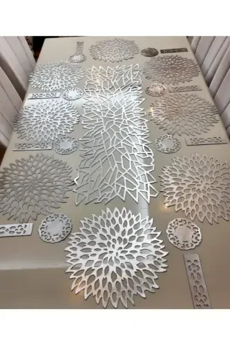 Runner/американский Плейсмат (СУПЛА)/s.кожа/Набор для подачи еды/на 8 персон/25 штук/серебро-СЕРЕБРО - SEHARA (1)