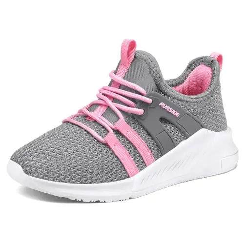 RUNSIDE Boys Girls Tennis Shoes Kids Lightweight Breathable Sneakers Lace-up Running Athletic Shoes for Toddler/Little Kid/Big Kid 