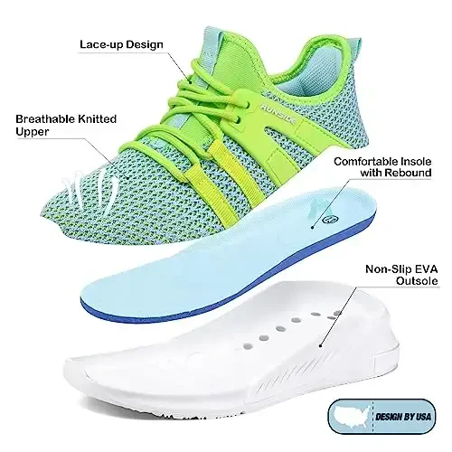 RUNSIDE Boys Girls Tennis Shoes Kids Lightweight Breathable Sneakers Lace-up Running Athletic Shoes for Toddler/Little Kid/Big Kid - 9