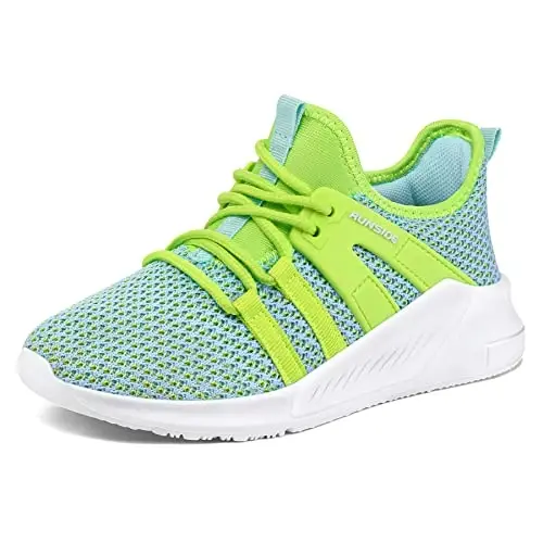 RUNSIDE Boys Girls Tennis Shoes Kids Lightweight Breathable Sneakers Lace-up Running Athletic Shoes for Toddler/Little Kid/Big Kid - 12