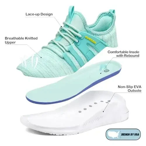 RUNSIDE Boys Girls Tennis Shoes Kids Lightweight Breathable Sneakers Lace-up Running Athletic Shoes for Toddler/Little Kid/Big Kid - 4