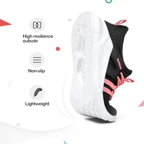 RUNSIDE Boys Girls Tennis Shoes Kids Lightweight Breathable Sneakers Lace-up Running Athletic Shoes for Toddler/Little Kid/Big Kid - 3